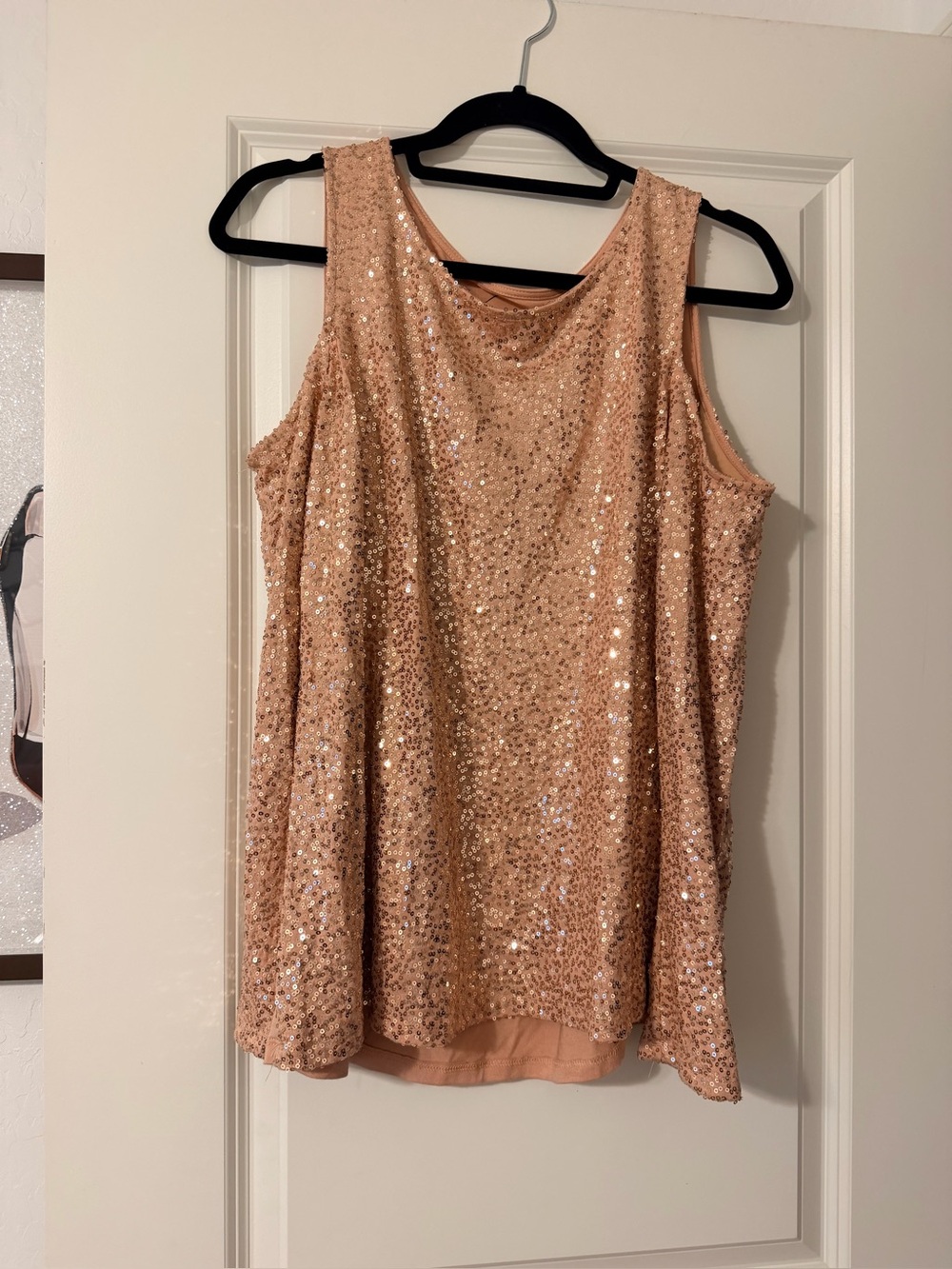 Sequin Scoop Neck off shoulder - Blush Pink